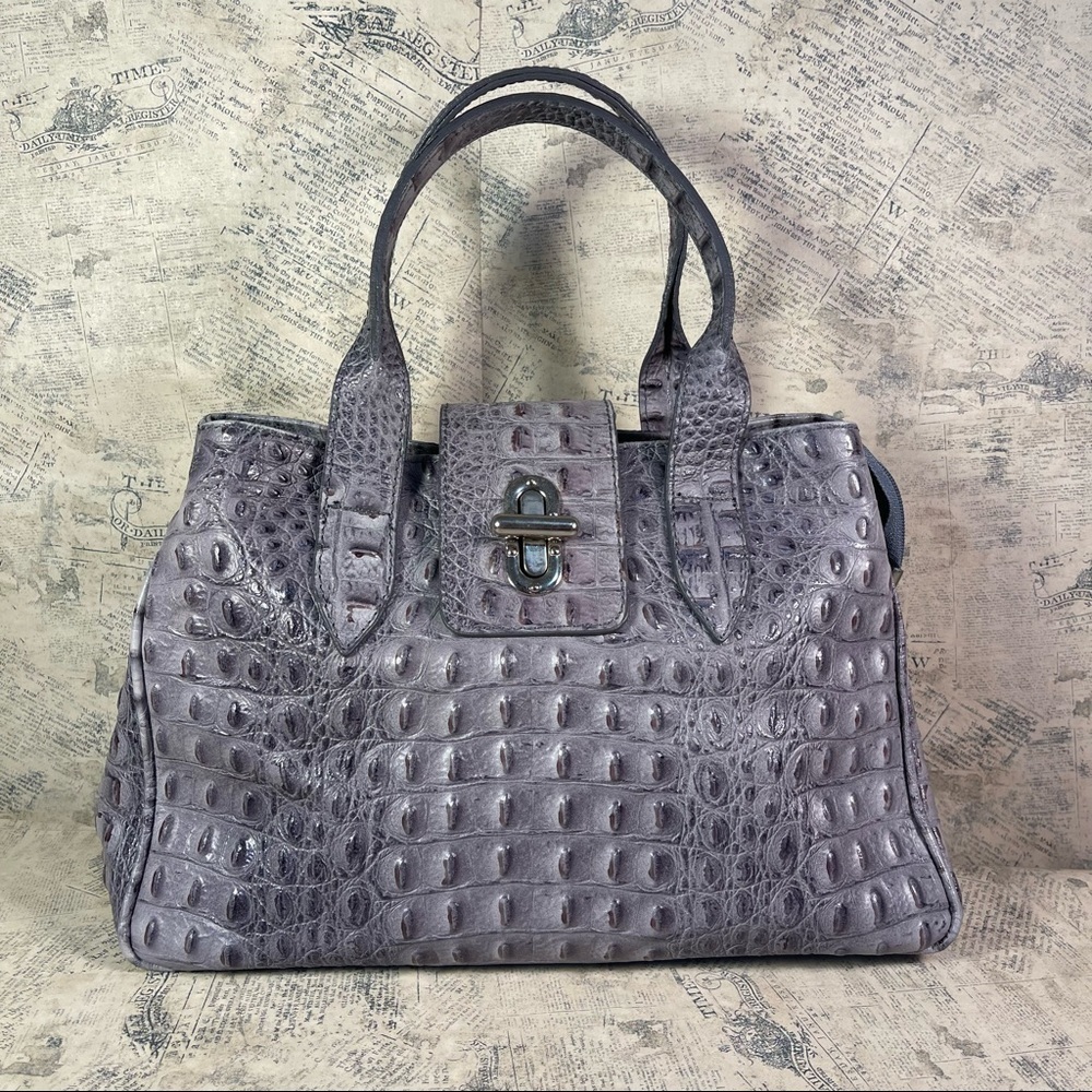 No Brand Embossed Croc Leather Bag made in Italy